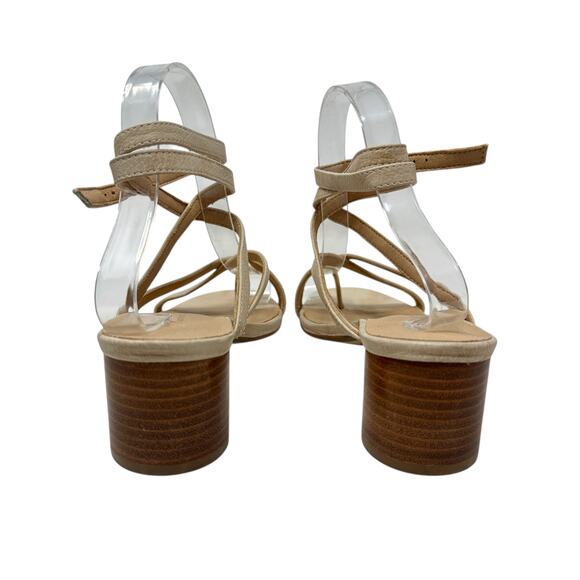 Anthropologie Quinn Strappy Heels Lace-Up Sandals Shoes Beige Tan Size 7.5 - Picture 10 of 15
